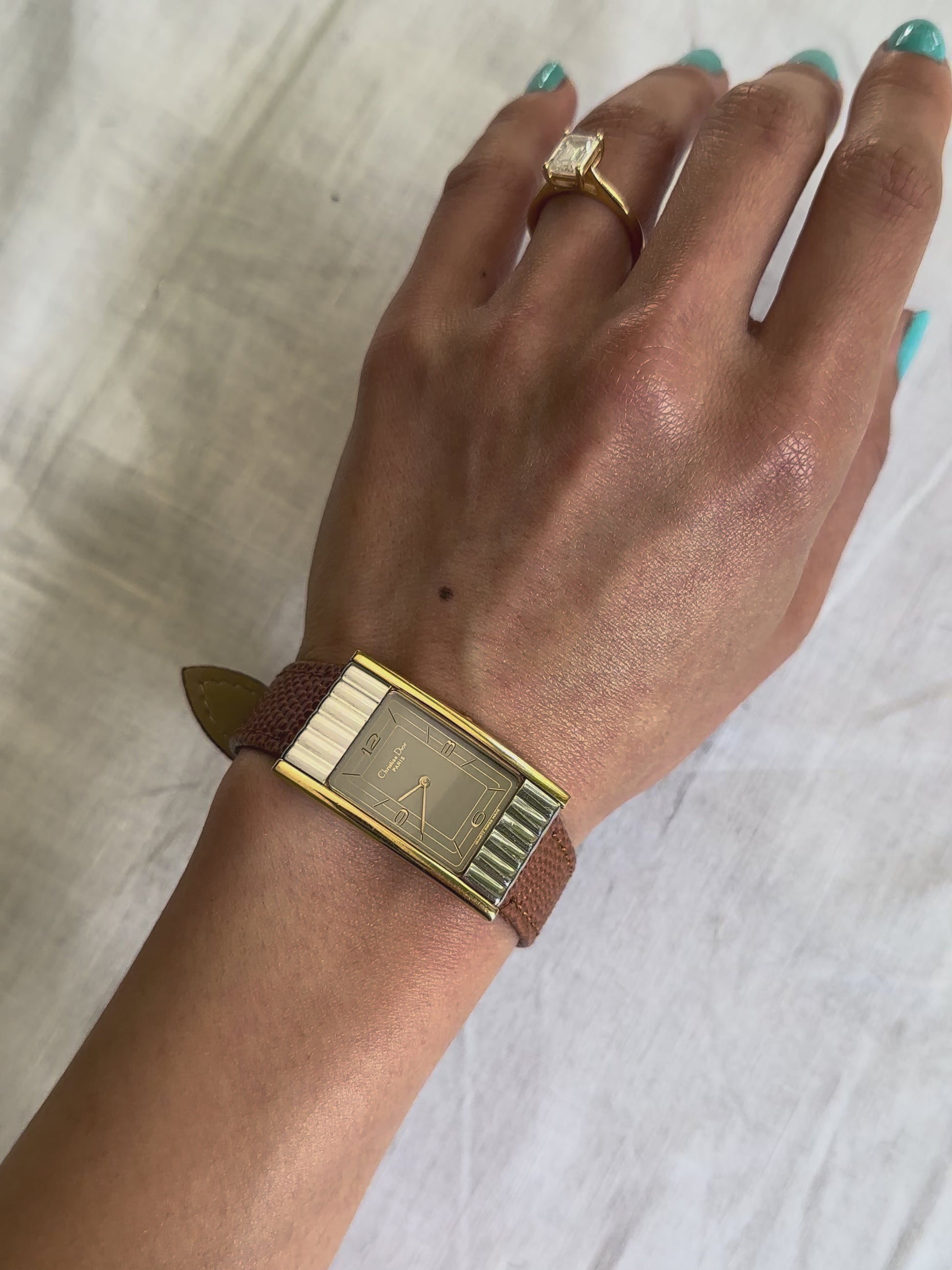 1980s Christian Dior Two-Tone Rectangle Quartz Watch