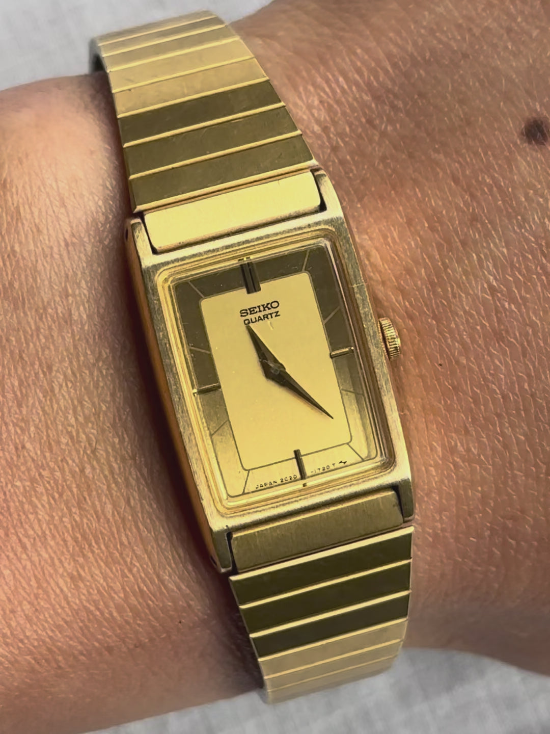 1980s Seiko Brushed Gold-Tone Square Quartz Watch