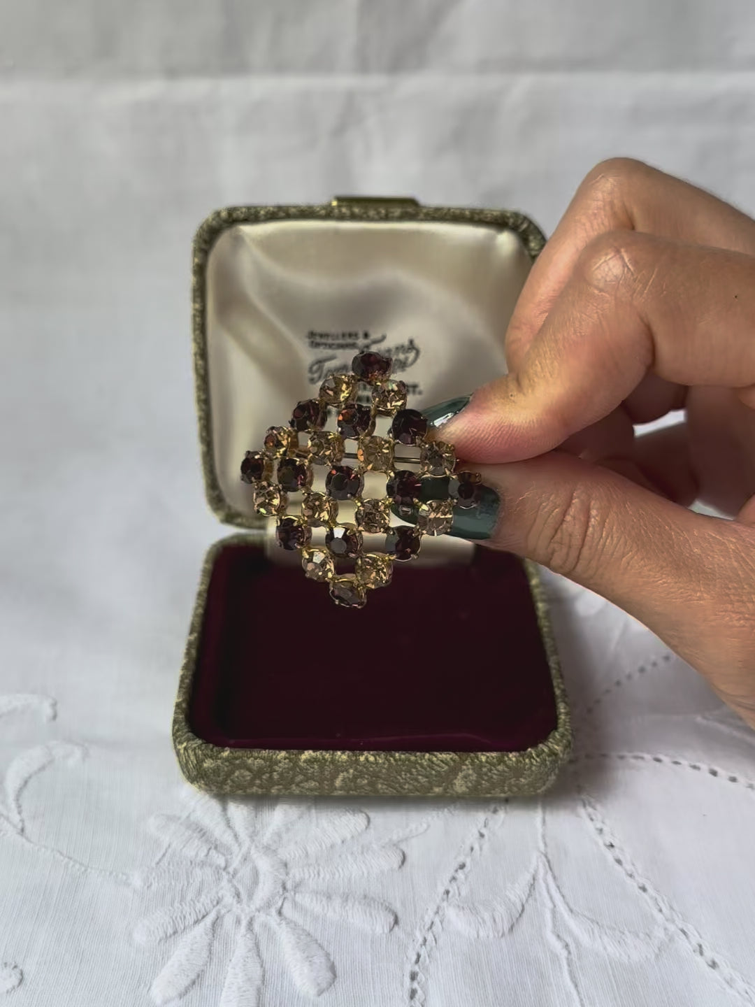 1960s Brown & Champagne Stone Brooch