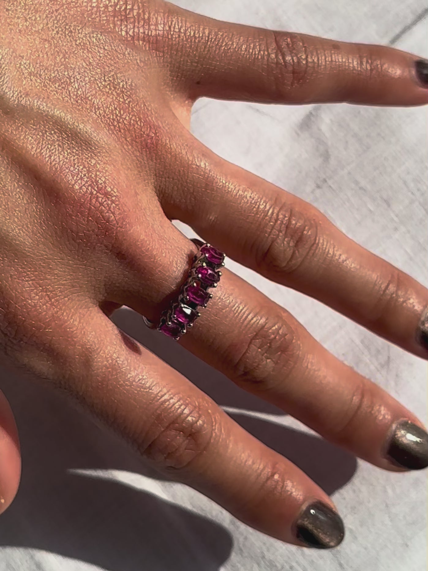 Ruby sterling silver ring