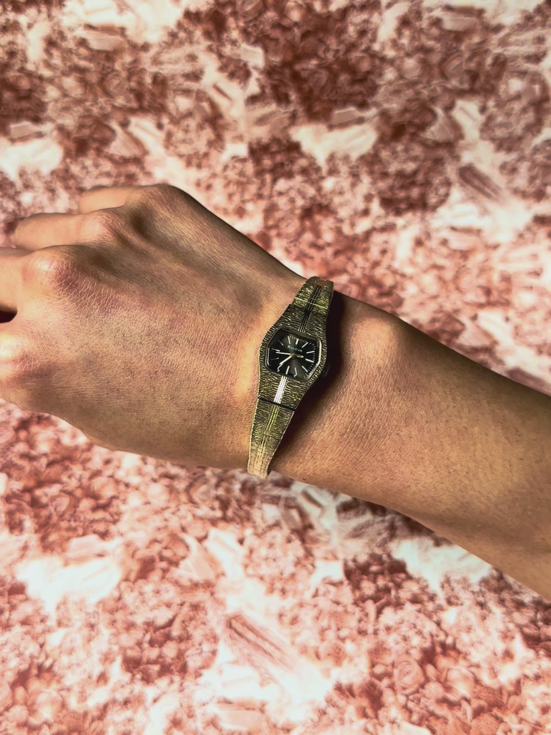 1970s Bulova brown dial gold-plated mechanical watch