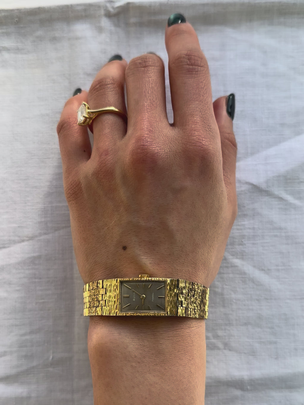 1970s Avia Gold-Plated Rectangular Mechanical Watch