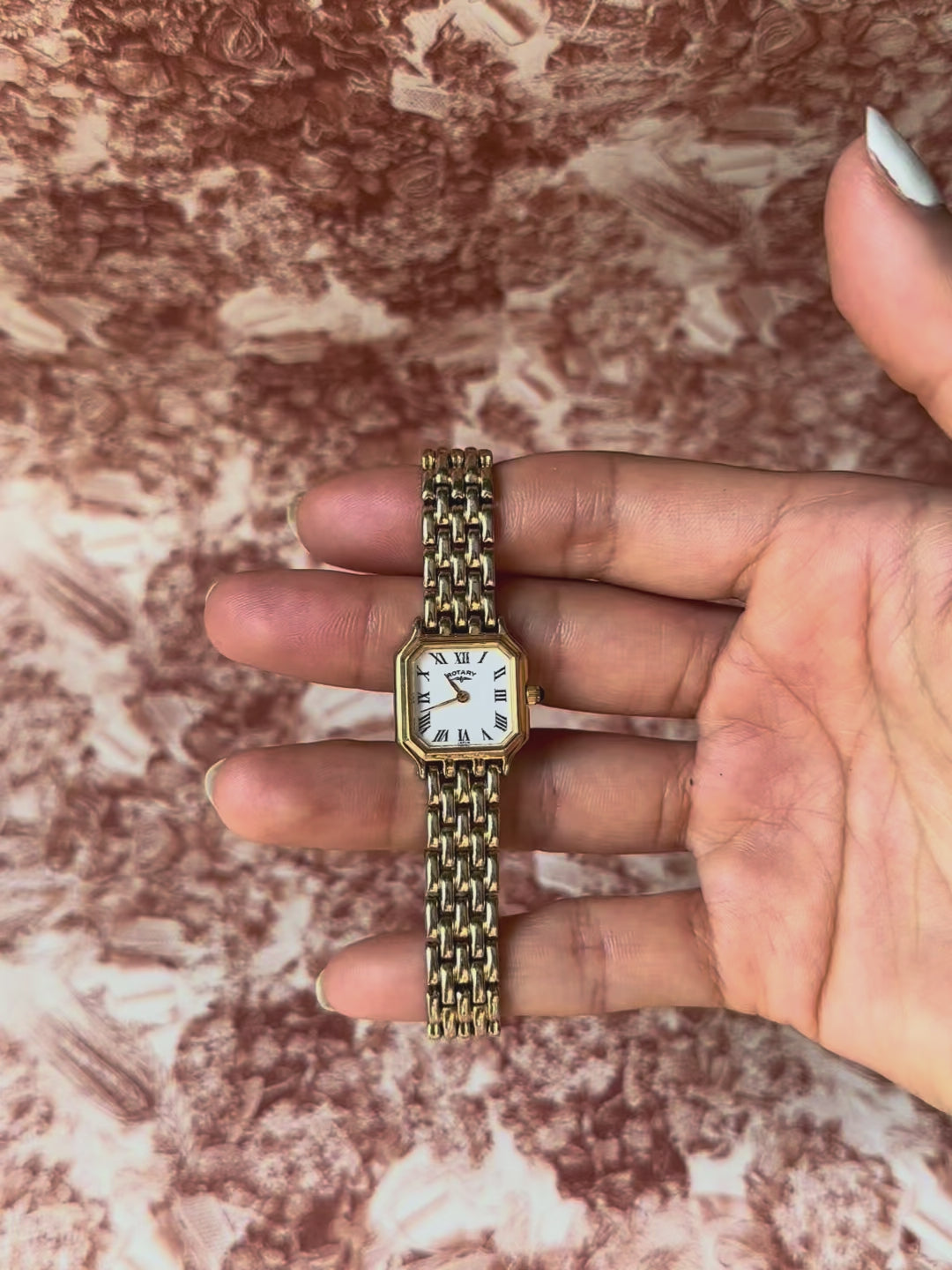 1980s Rotary octagon gold-plated quartz watch