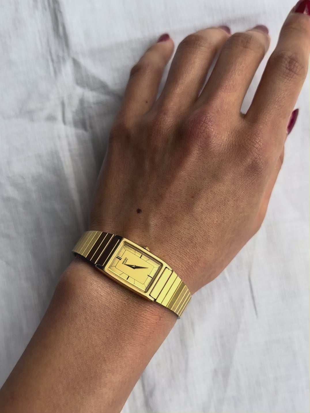 1980s Seiko Brushed Gold-Tone Square Quartz Watch