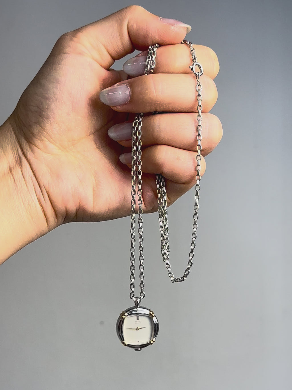 1980s Seiko two-tone quartz watch necklace