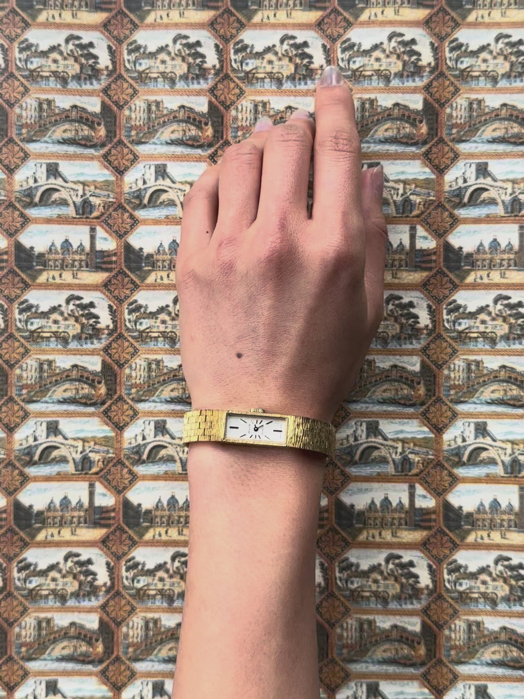 1970s Avia Long Rectangular Gold-Plated Mechanical Watch