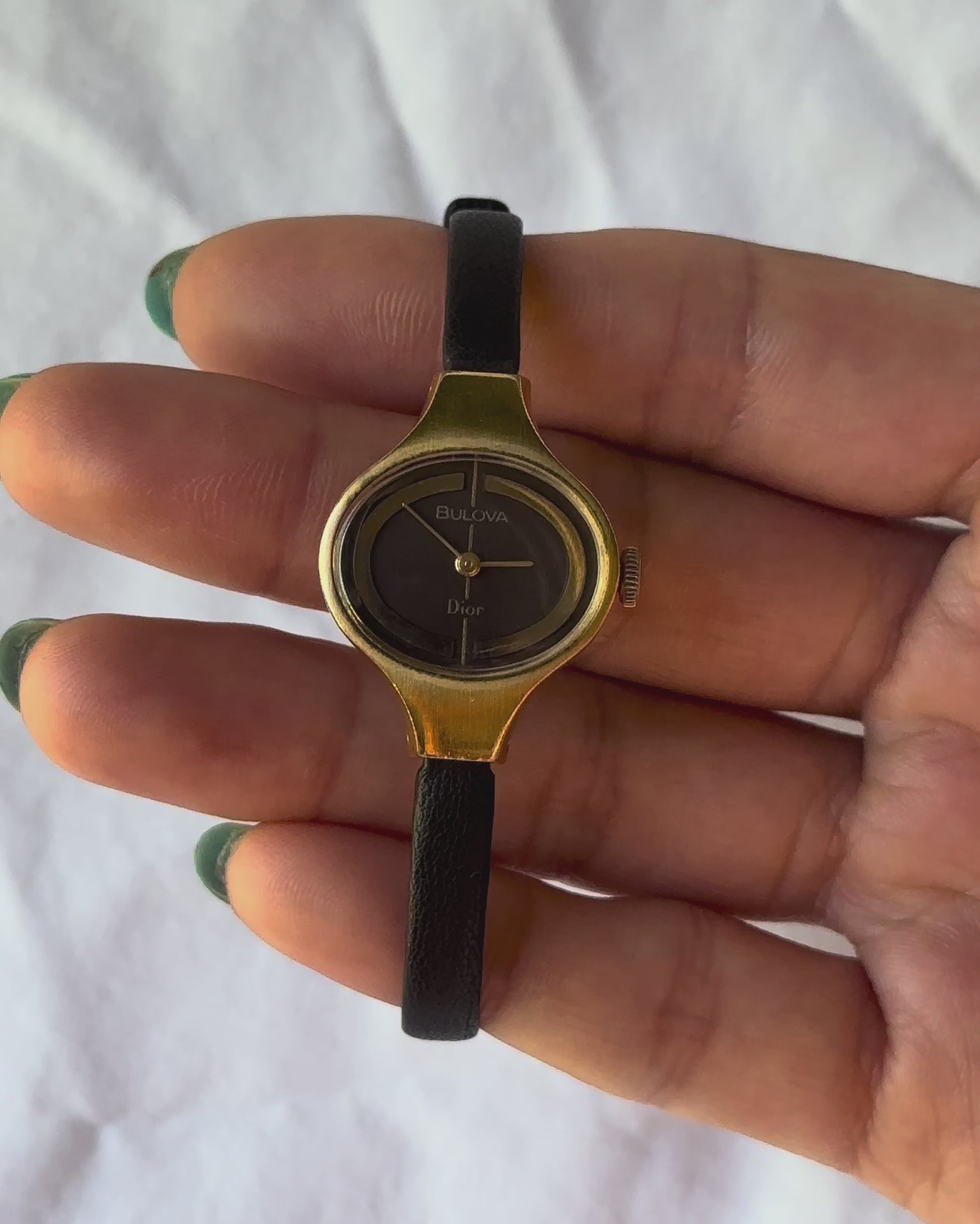 1970s Dior x Bulova gold-tone brown mechanical watch