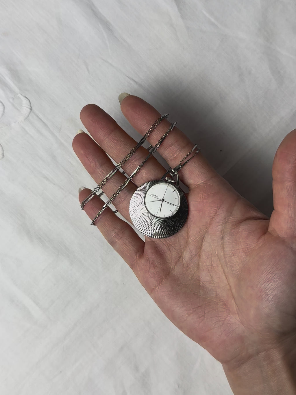 1970s Seiko silver tone mechanical watch necklace